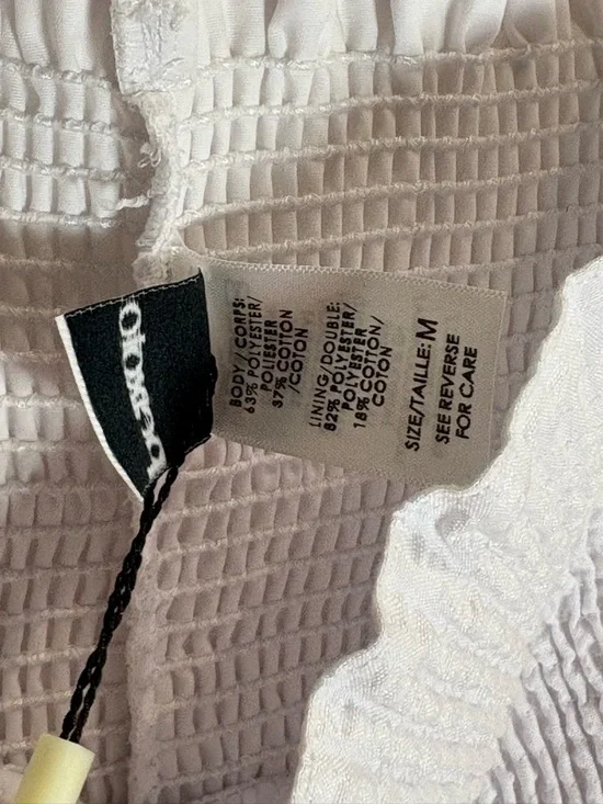 Pexioto NWT Coco White Smocked Puff Sleeve Mini Dress Size Medium - Picture 8 of 8